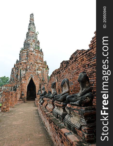 Satellite prang of Thai temple ruins of Wat Chai Wattanaram in Ayutthaya near Bangkok. Satellite prang of Thai temple ruins of Wat Chai Wattanaram in Ayutthaya near Bangkok.