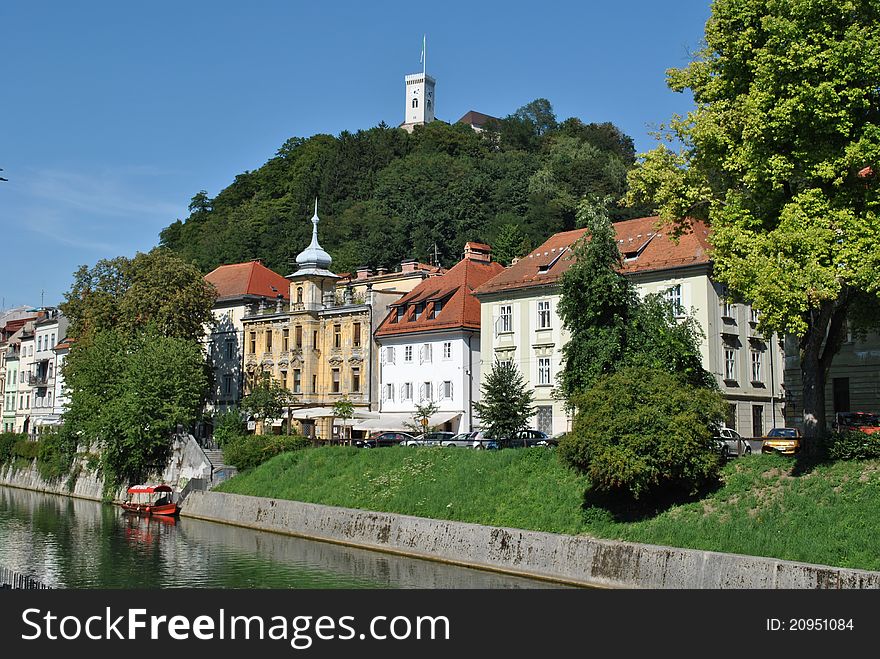 Capital of europe, along the river in ljubljana