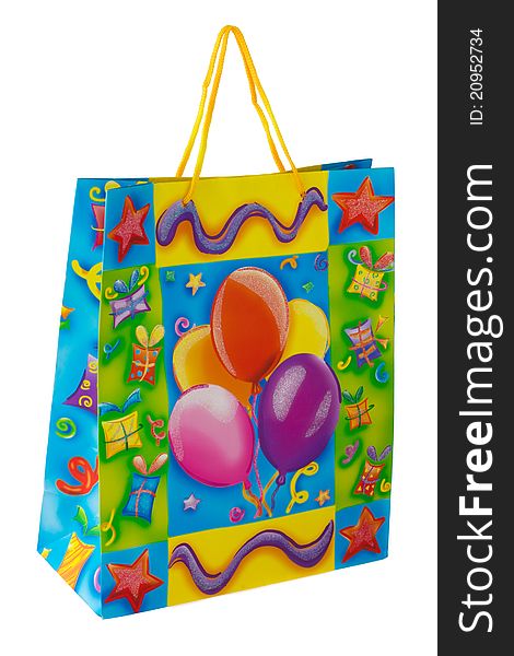 Shopping bag with balloon motive isolated on white background. Shopping bag with balloon motive isolated on white background.