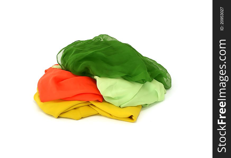 Heap Of Colorful Silk Isolated On White