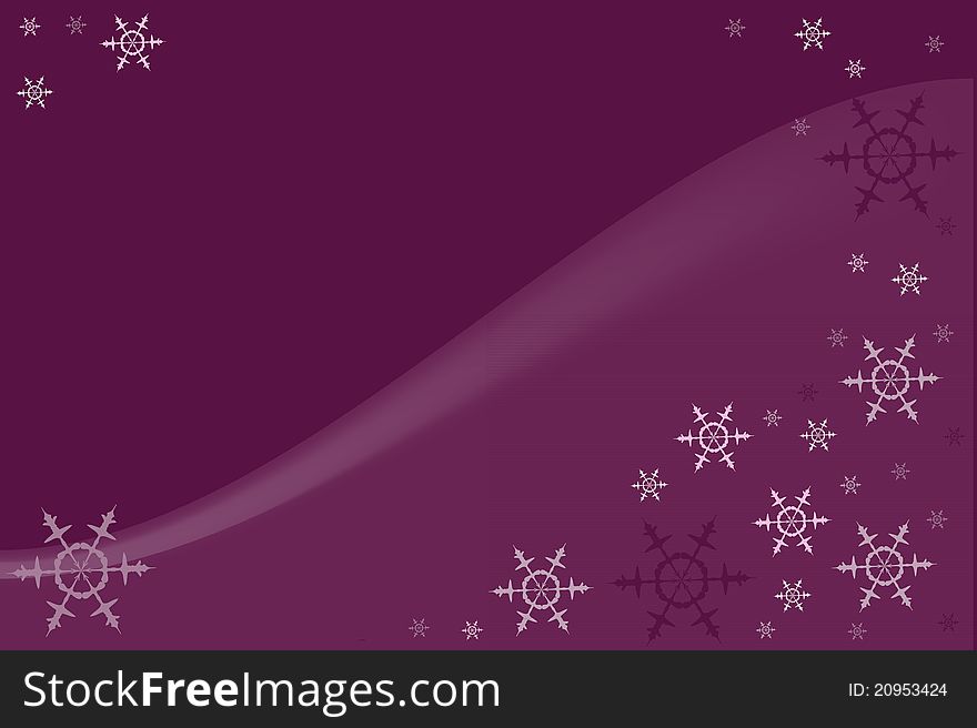 Violet background with colorful snowflkes and lighter curve. Violet background with colorful snowflkes and lighter curve