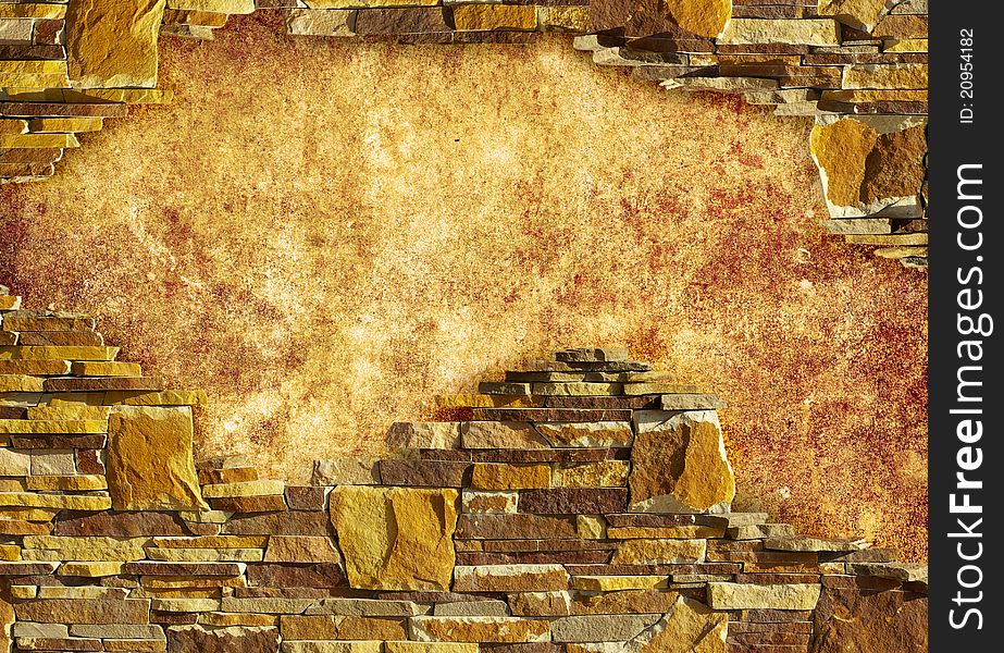Background with brick wall framing
