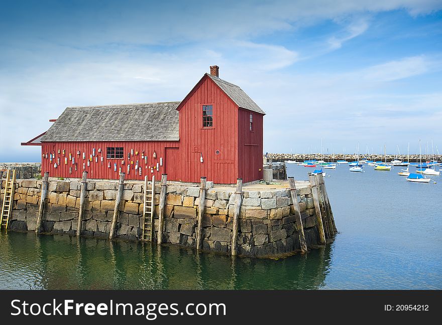 Motif #1, fisherman's shack in Rockport harbor, massachusetts, USA