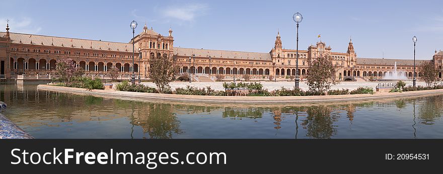 Panoramic View Of Plaza De Espana In Seville