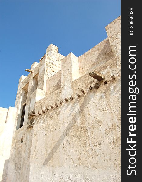 Old Arabian building wall in Sharjah, UAE. Old Arabian building wall in Sharjah, UAE