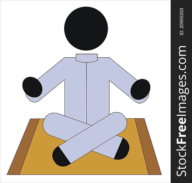 Person meditating sitting on a rug. Person meditating sitting on a rug