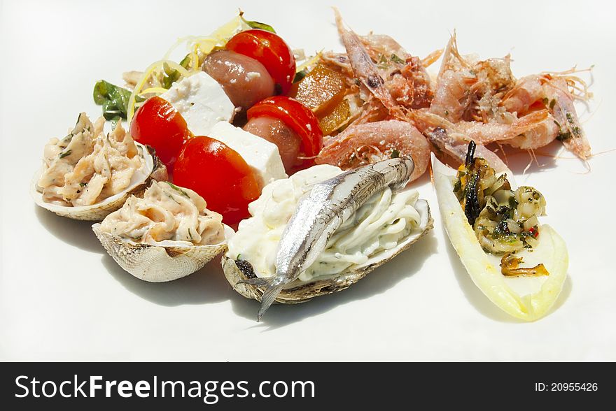 Assorted Seafood - shrimps, mussels, fish for gourmet lunch. Assorted Seafood - shrimps, mussels, fish for gourmet lunch