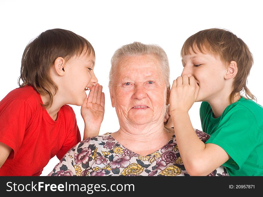 Portrait of a granny with grandsons