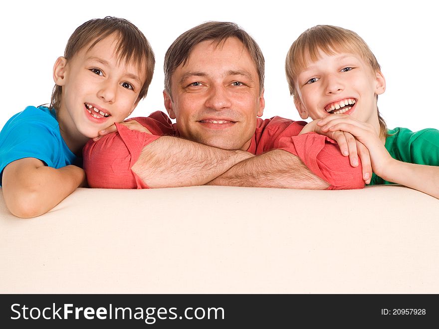 Portrait of a dad with his sons. Portrait of a dad with his sons