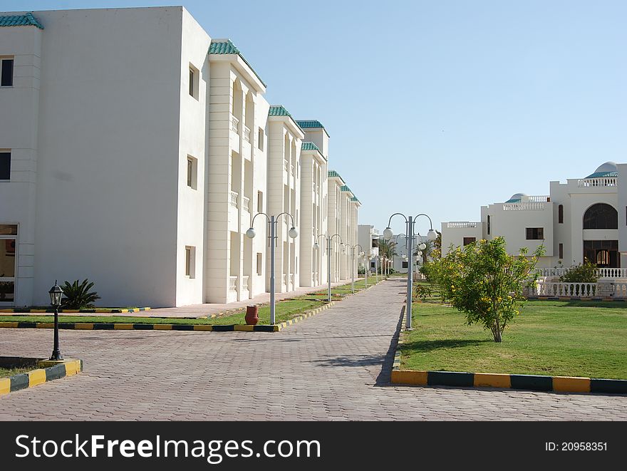 Several hotel's buildings, looks like a small town. Several hotel's buildings, looks like a small town