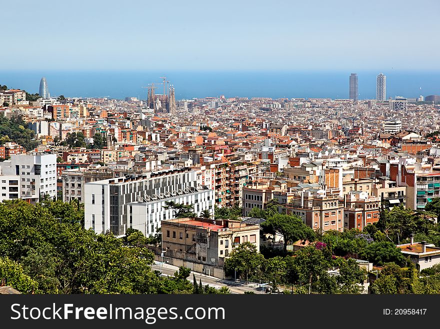 Panoramic view of Barcelona, Spain, Europe