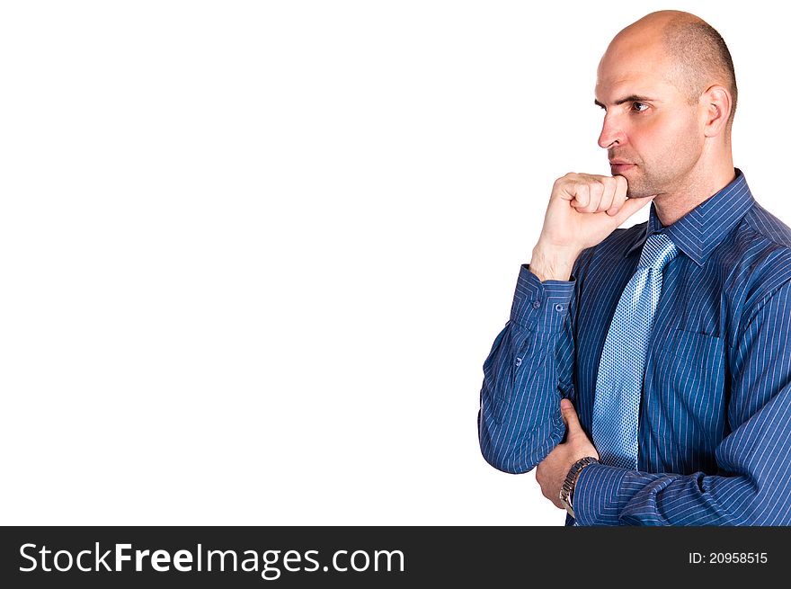 Cute adult man posing on a white. Cute adult man posing on a white