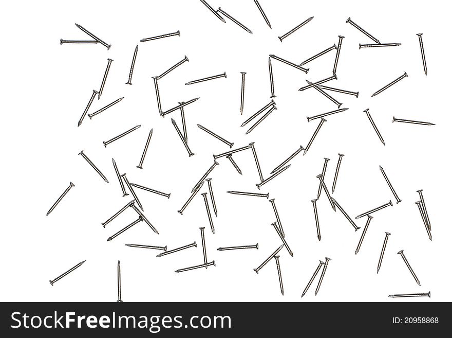 Texture of nails in white background