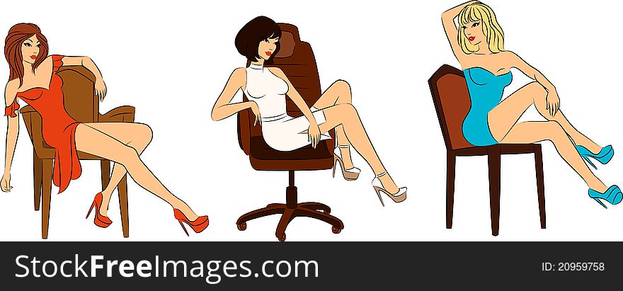 Beautiful woman sits on a chair