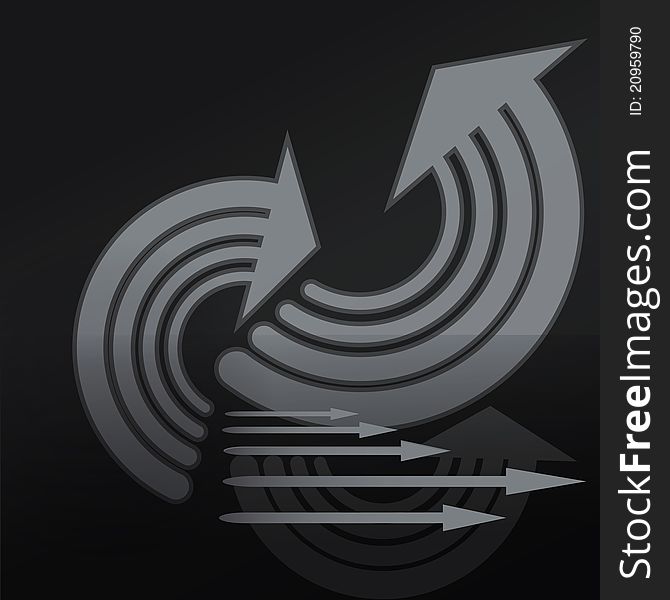 Arrows on a black background. Arrows on a black background