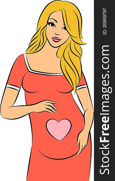 Beautiful pregnant woman.illustration for a design