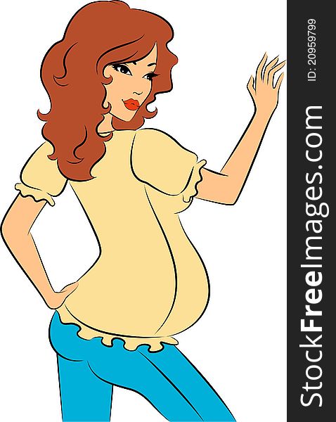 Beautiful pregnant woman.illustration for a design