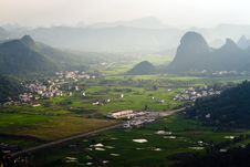 Aerial View Image Of Yangshuo Village Royalty Free Stock Photos Aerial View Image Of Yangshuo Village Royalty Free Stock Photos