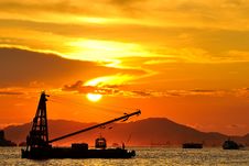 Cargo Ship At Sunset Stock Photos Cargo Ship At Sunset Stock Photos