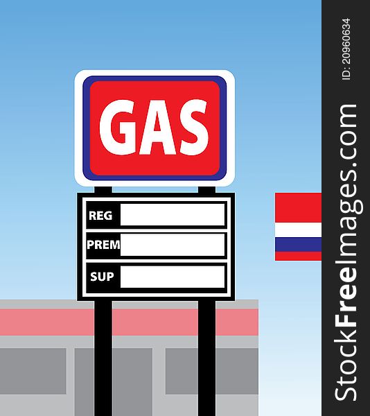 Gas station road sign for filling in your own prices. Gas station road sign for filling in your own prices