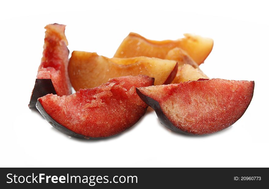Sliced black and red plum. Sliced black and red plum