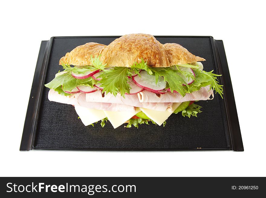 Ham and cheese, big submarine ham and cheese croissant sandwich.