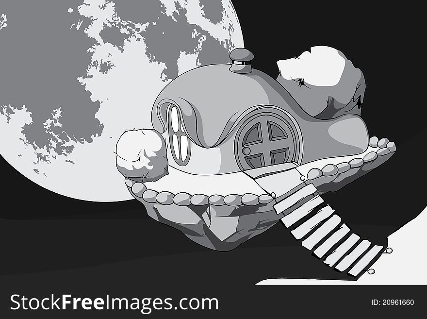 Vector illustration (Cute house in air)