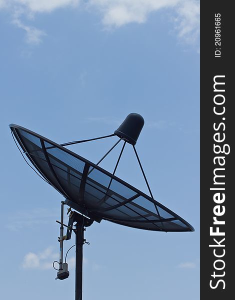 Satellite dish Receiving antenna. and sky