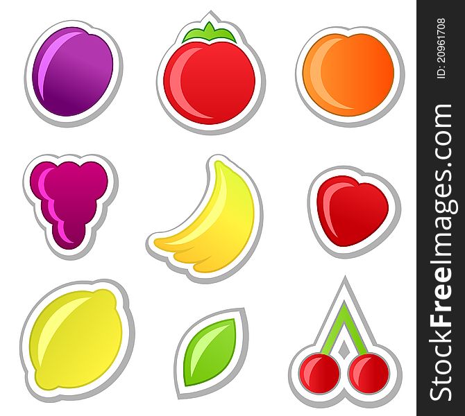 Collection on fruit stickers