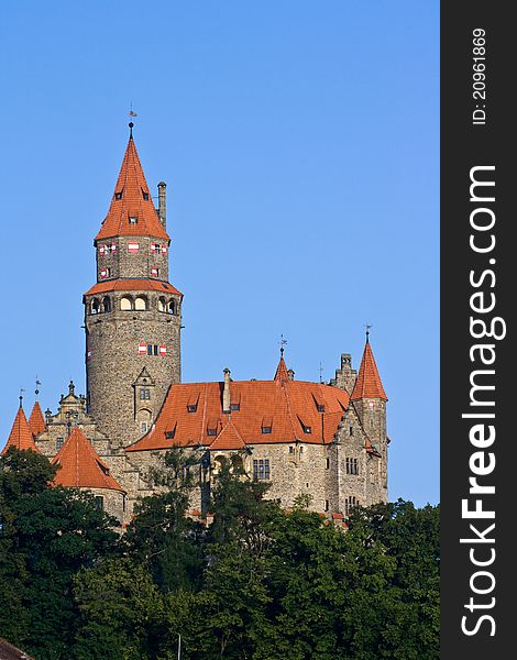The romantic, pseudo-Gothic castle, where numerous fairy tales were filmed, gained its current look only in the early 20th century after full rebuilding of the dilapidated complex. The reconstruction was initiated by the Order of German Knights, which owned the castle in 1696-1939. The romantic, pseudo-Gothic castle, where numerous fairy tales were filmed, gained its current look only in the early 20th century after full rebuilding of the dilapidated complex. The reconstruction was initiated by the Order of German Knights, which owned the castle in 1696-1939