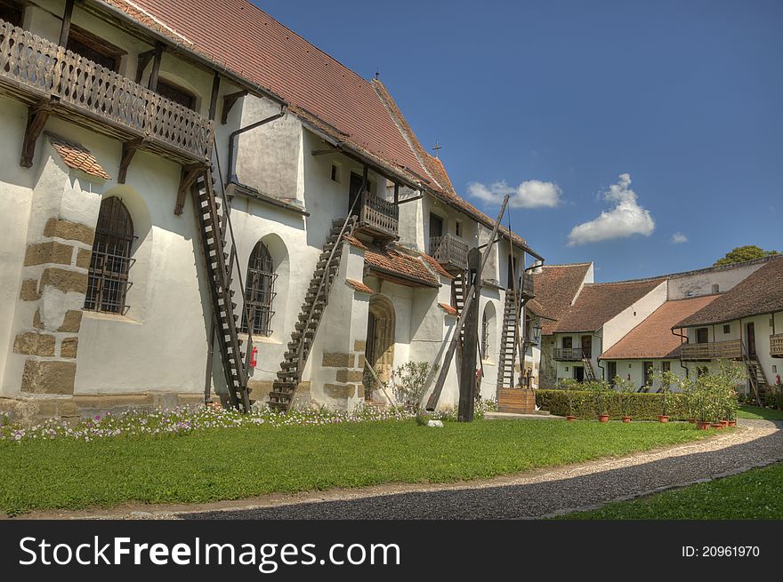 HDR image of a fortified church in rural Romania