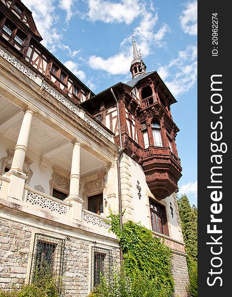 Beautiful castle of Peles in Romania. Idyllic royall castle in the Romanian mountains. Beautiful castle of Peles in Romania. Idyllic royall castle in the Romanian mountains