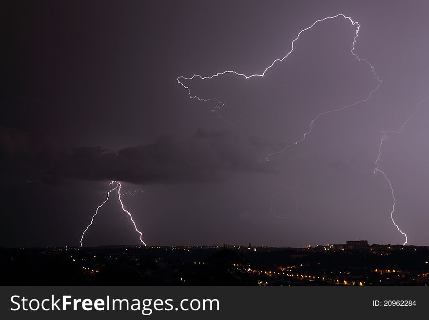 Details of a big lightning. Details of a big lightning