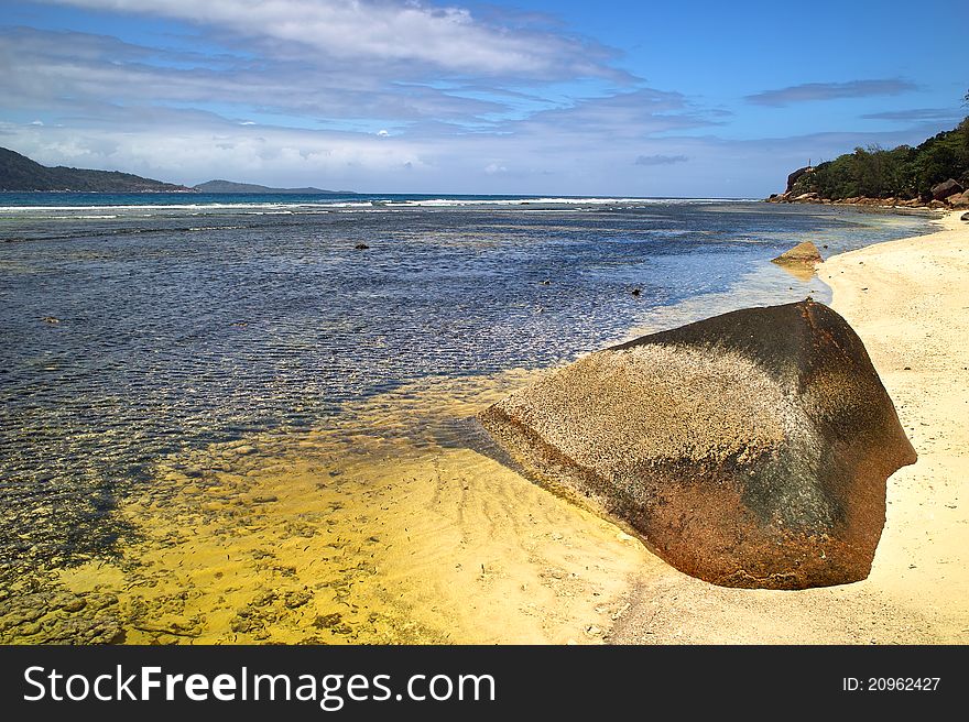 Tropical landscape on La Digue Island in the Seychelles