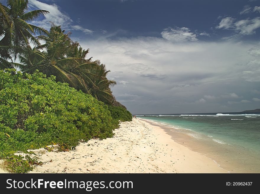 Tropical landscape on La Digue Island in the Seychelles