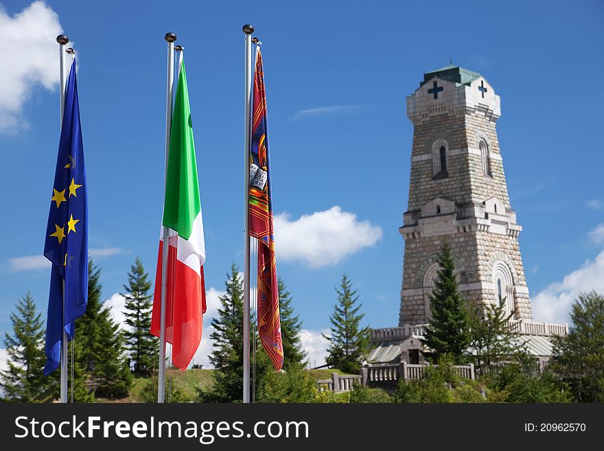 Italian war memorial for the first global war. Inside mortal remains of 17.000 soldiers