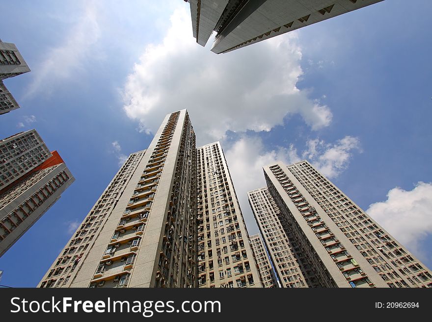 It is the old housing in downtown of Hong Kong. It is the old housing in downtown of Hong Kong.