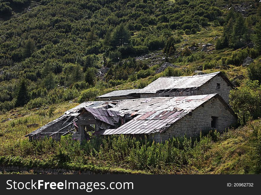 Ruins of a farm in the mountains. Ruins of a farm in the mountains