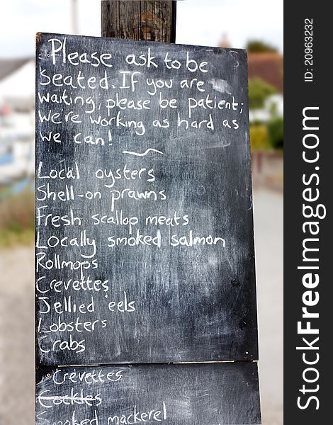 Restaurant Or Cafe Blackboard Sign