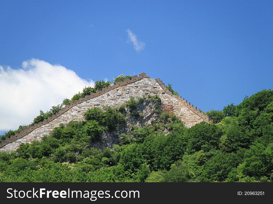 This is the authentic nock section of the Great Wall of China situated north of Beijing, China. The purpose of the wall was protection against enemies. This is the authentic nock section of the Great Wall of China situated north of Beijing, China. The purpose of the wall was protection against enemies.