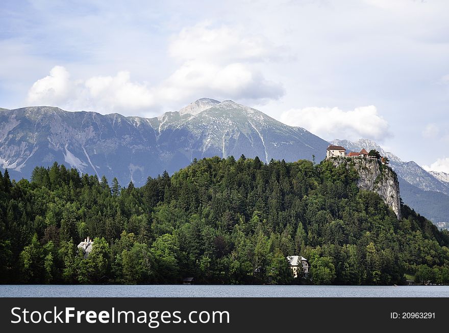 Beautiful views of the Alps from Lake Bled. Beautiful views of the Alps from Lake Bled