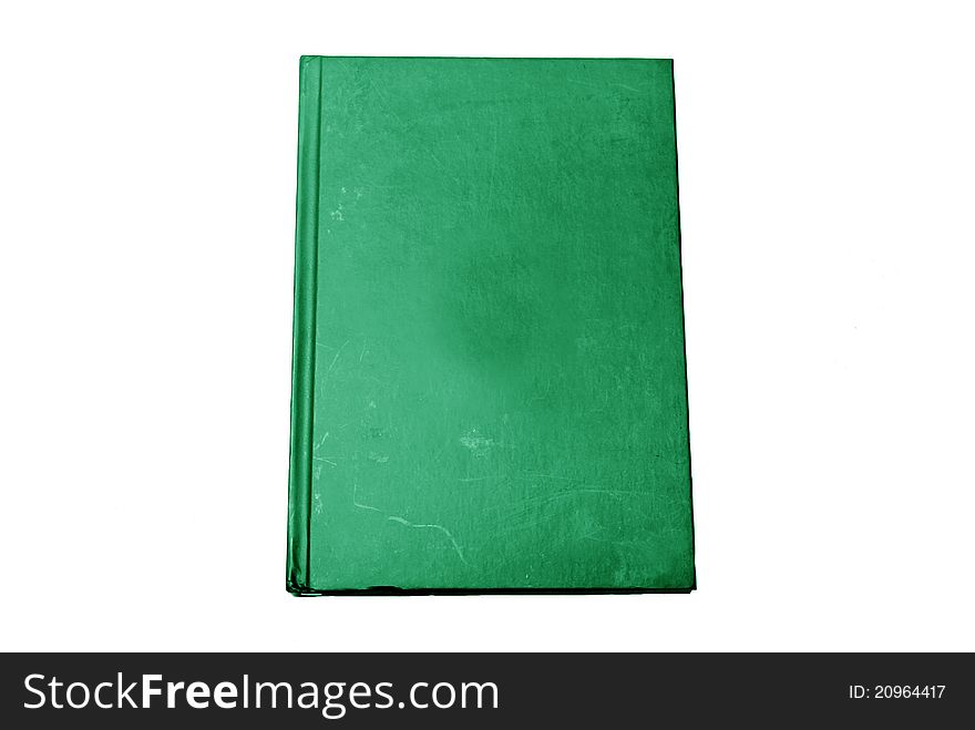 Green notebook hardcover , isolate notebok on white background