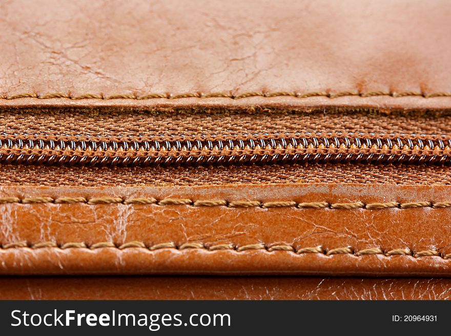 Leather bag with zipper good for background. Leather bag with zipper good for background