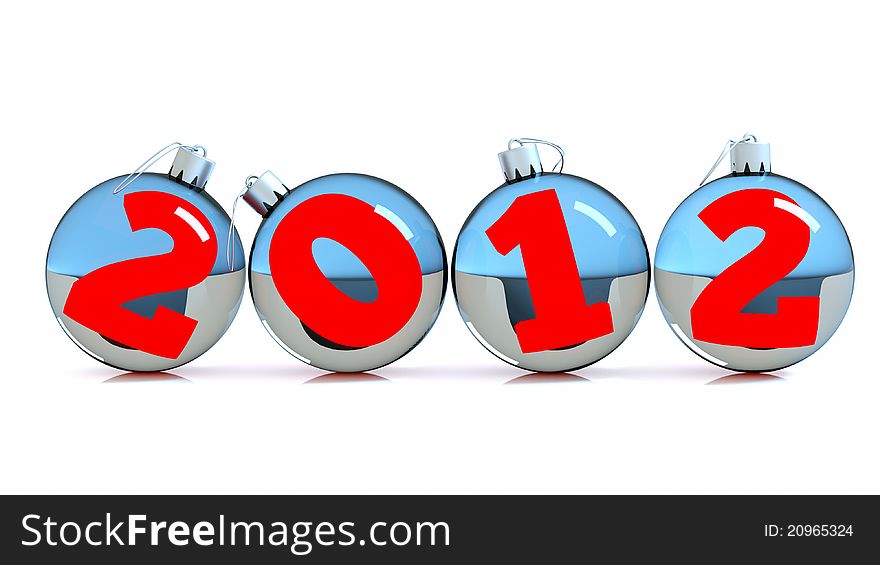 A chrismas balls with digits inside, symbol 2012. A chrismas balls with digits inside, symbol 2012
