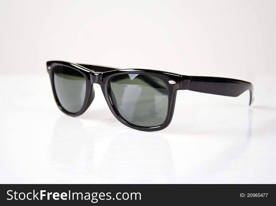 Photo of vintage black sunglasses made in studio