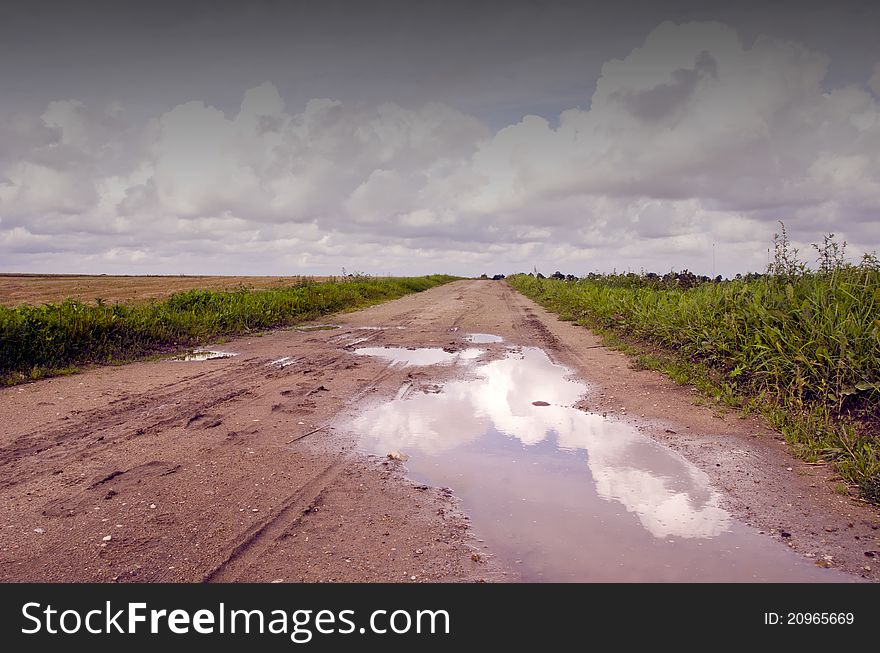 Countryside road after rain