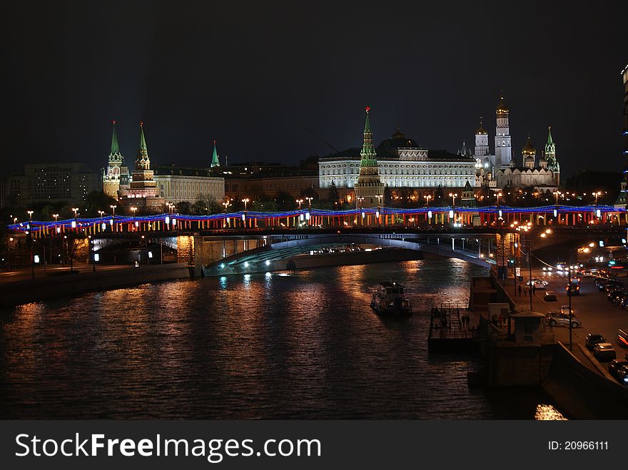 Moscow kremlin on river bank. Moscow kremlin on river bank