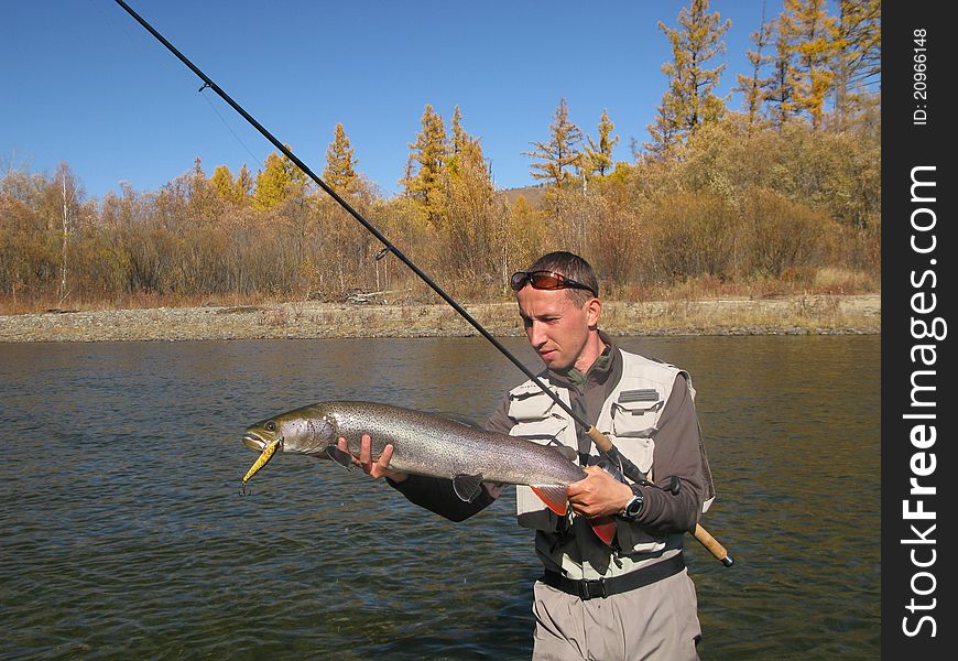 Fishing - fisherman catched big fish