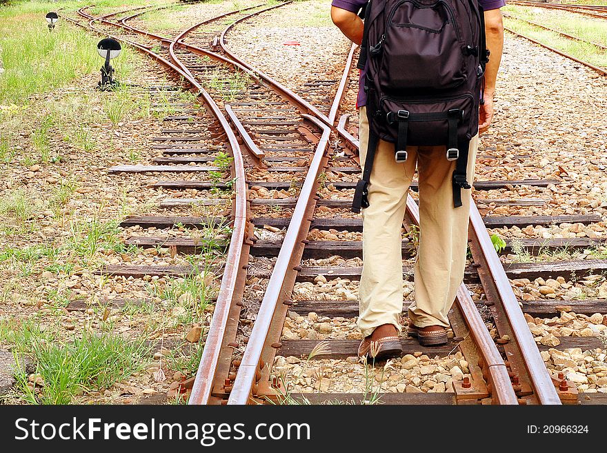 Railway And Traveler