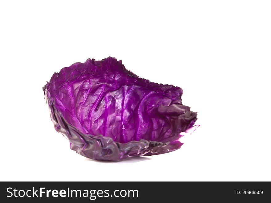 Cleave of purple cabbage. Shot on white background.